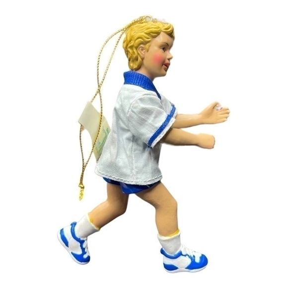 Soccer Player White Blue Christmas Ornament Soccer Football Fan Gift Xmas Decor - Picture 1 of 2